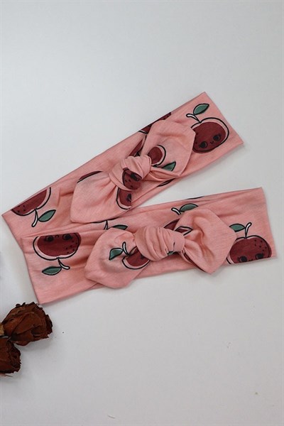 Şeftali Motifli Bebek Tavşan Kulak Bandana