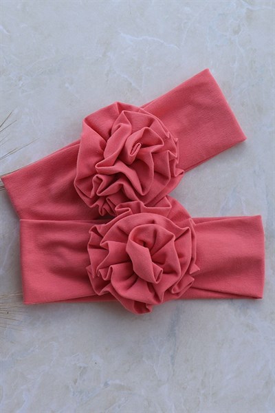 Şeftali Renkli Çiçek Bandana