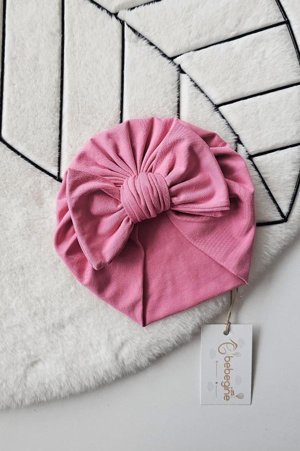 Şeker Pembe Renkli Bebek Fiyonk Bone