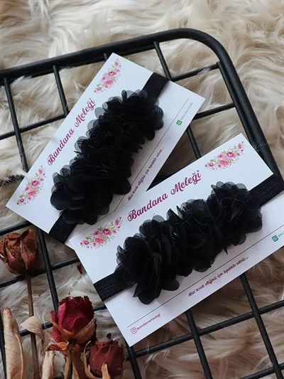 Siyah Renkli Çiçek Bant