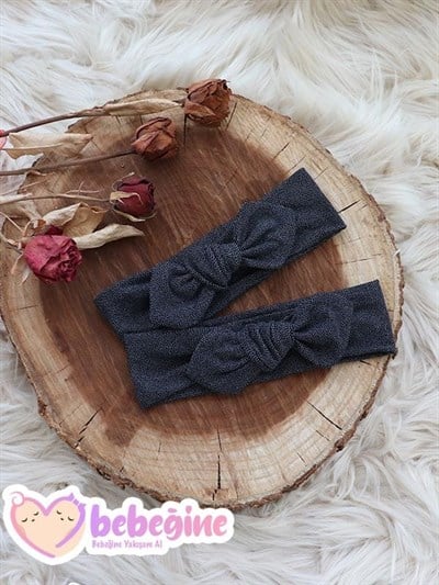 Siyah Renkli Puanlı Tavşan Kulak Bandana