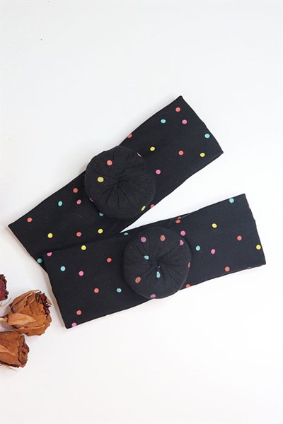 Siyah Renkli Rengarenk Puanlı Donut Bandana