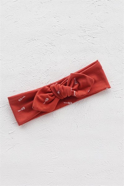 Tarçın Renkli Gitar Desenli Bebek Tavşan Kulak Bandana