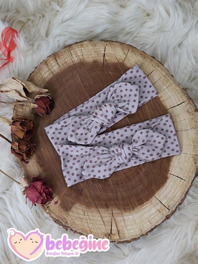 Vizon Renkli Kahve Puanlı Tavşan Kulak Bandana