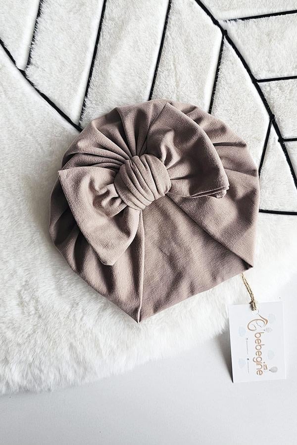 Vizon Renkli Kız Bebek Fiyonk Bone