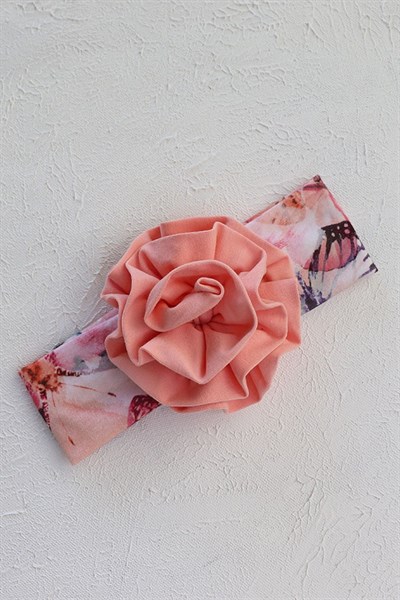 Yavruağzı Renkli Desenli Çiçek Bandana