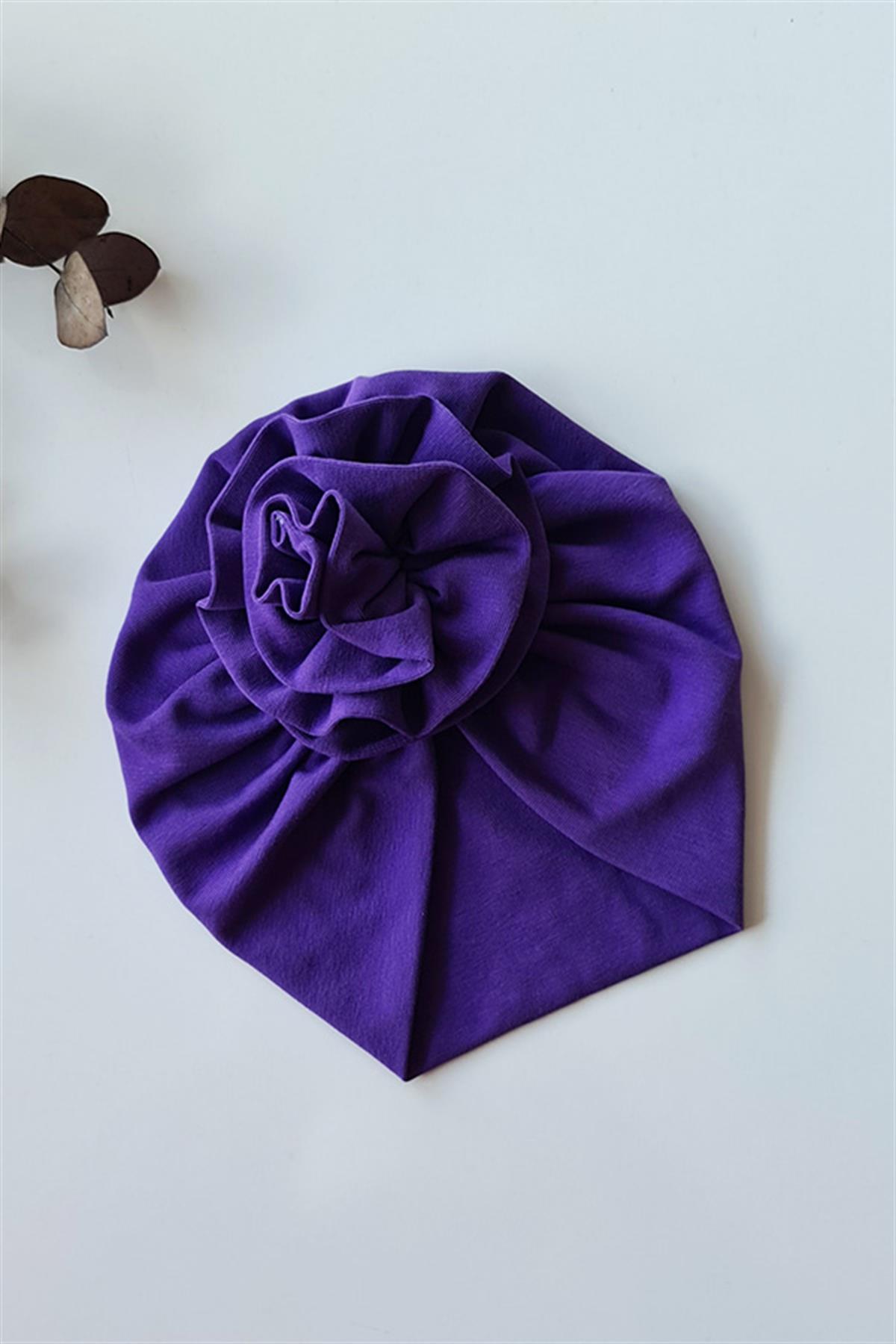 Yeni Mor Renkli Bebek Çiçek Bone