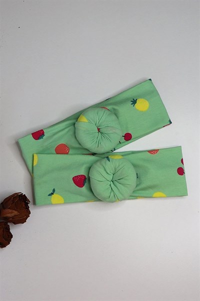Yeşil Renkli Meyve Motifli Donut Bandana