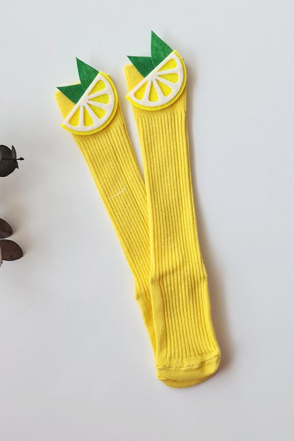 Limon Figürlü Bebek Dizaltı Çorap