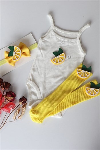 Limon Konseptli Bebek Takım (Sarı Çorap)