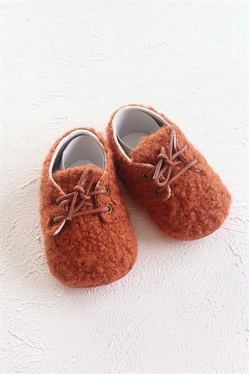 Tarçın Renkli Tüylü Bebek Teddy Makosen Ayakkabı