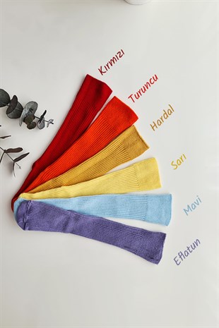 Renkli Figürsüz Bebek Dizaltı Çorap (0-2 Yaş)