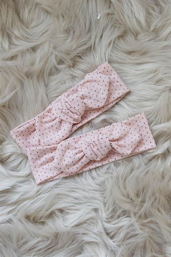 Yavruağzı Renkli Puanlı Bebek Tavşan Kulak Bandana