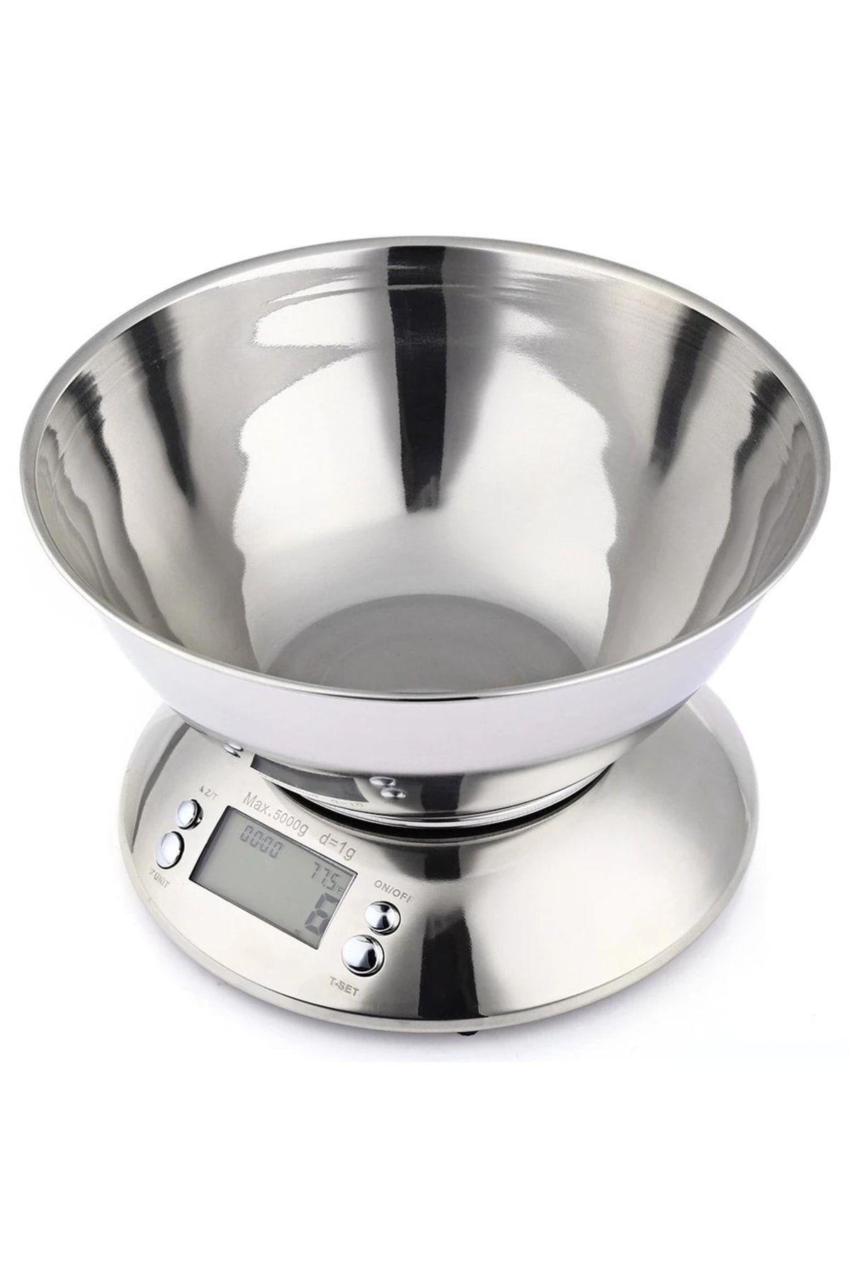 Paslanmaz Krom Hassas Mutfak Terazisi 5 Kg / 1g Elektronik Tartı 