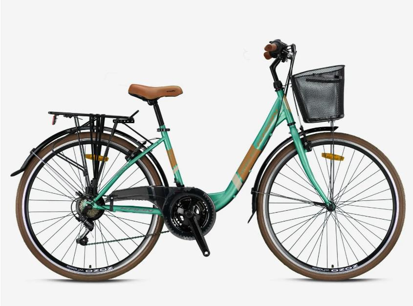 Kron TETRA 3.0 - 28 Jant City Bike - 15' - 21 Vites - V.B. - Mint Yeşili-Kahverengi/Bej