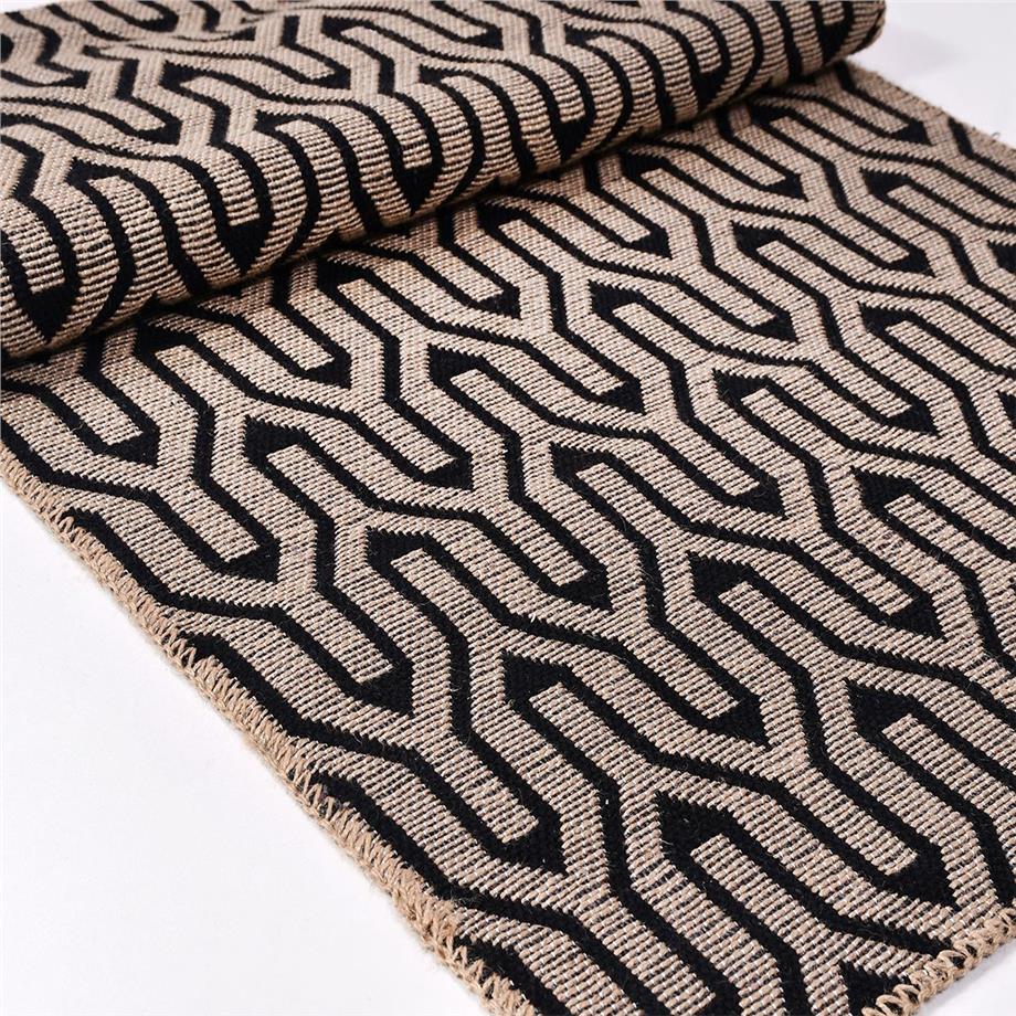 Nordic A0108 Dokuma Taban %20Jüt %80 Pamuk Antitoz İskandinav Desenli Halı - Nordic - SİYAH - 80 X 150