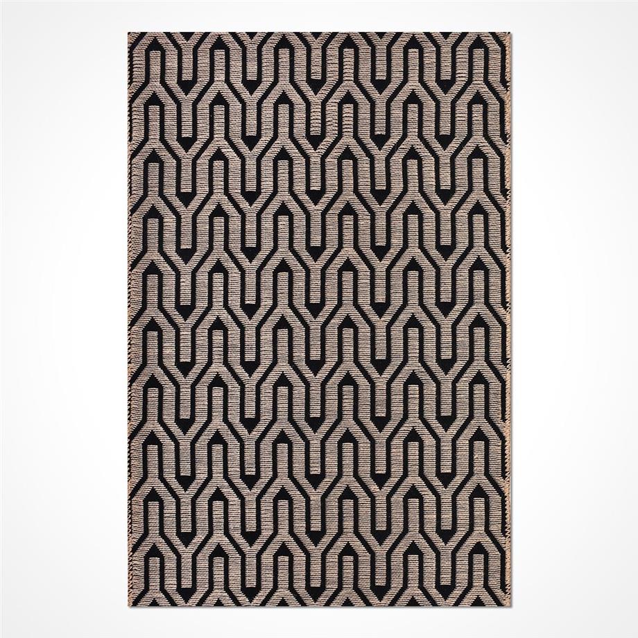 Nordic A0108 Dokuma Taban %20Jüt %80 Pamuk Antitoz İskandinav Desenli Halı - Nordic - SİYAH - 80 X 150