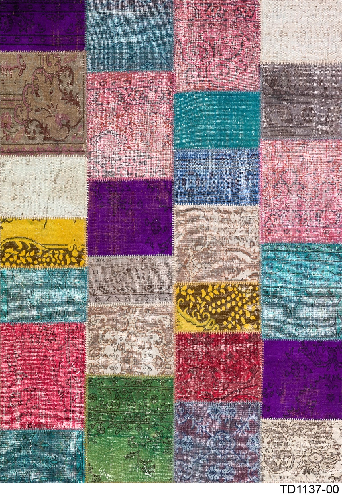 PATCHWORK TD1137-00 YIKANABİLİR KAYDIRMAZ TABANLI DEKORATİF HALI