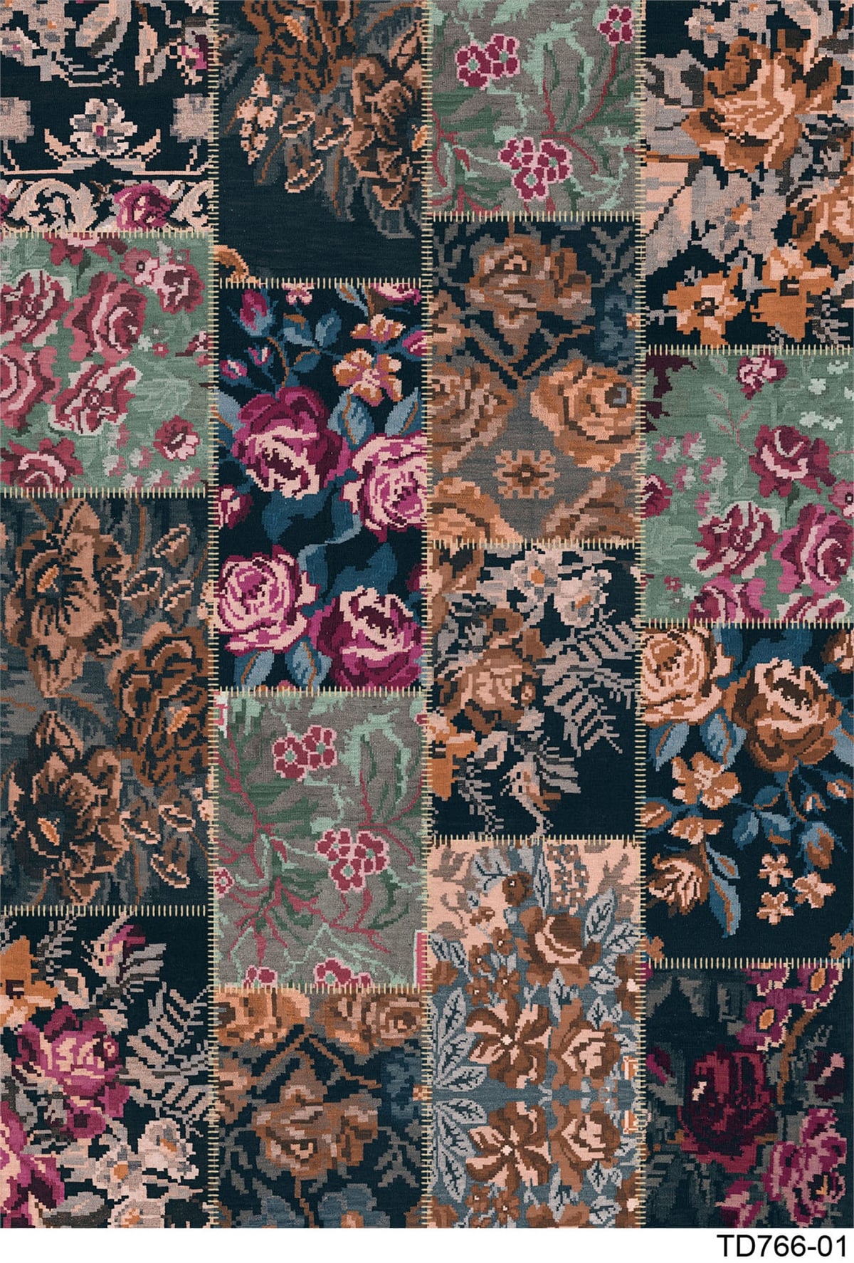 PATCHWORK TD766-01  YIKANABİLİR KAYDIRMAZ TABANLI DEKORATİF HALI