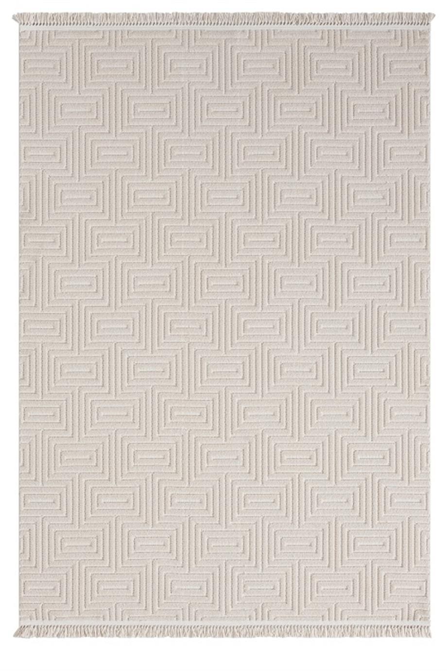 Side 1550-Bej Dokuma Taban Antitoz İskandinav Desenli Halı