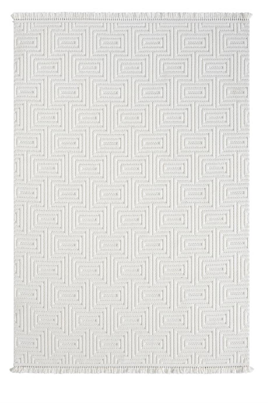 Side 1550-Krem Dokuma Taban Antitoz İskandinav Desenli Halı