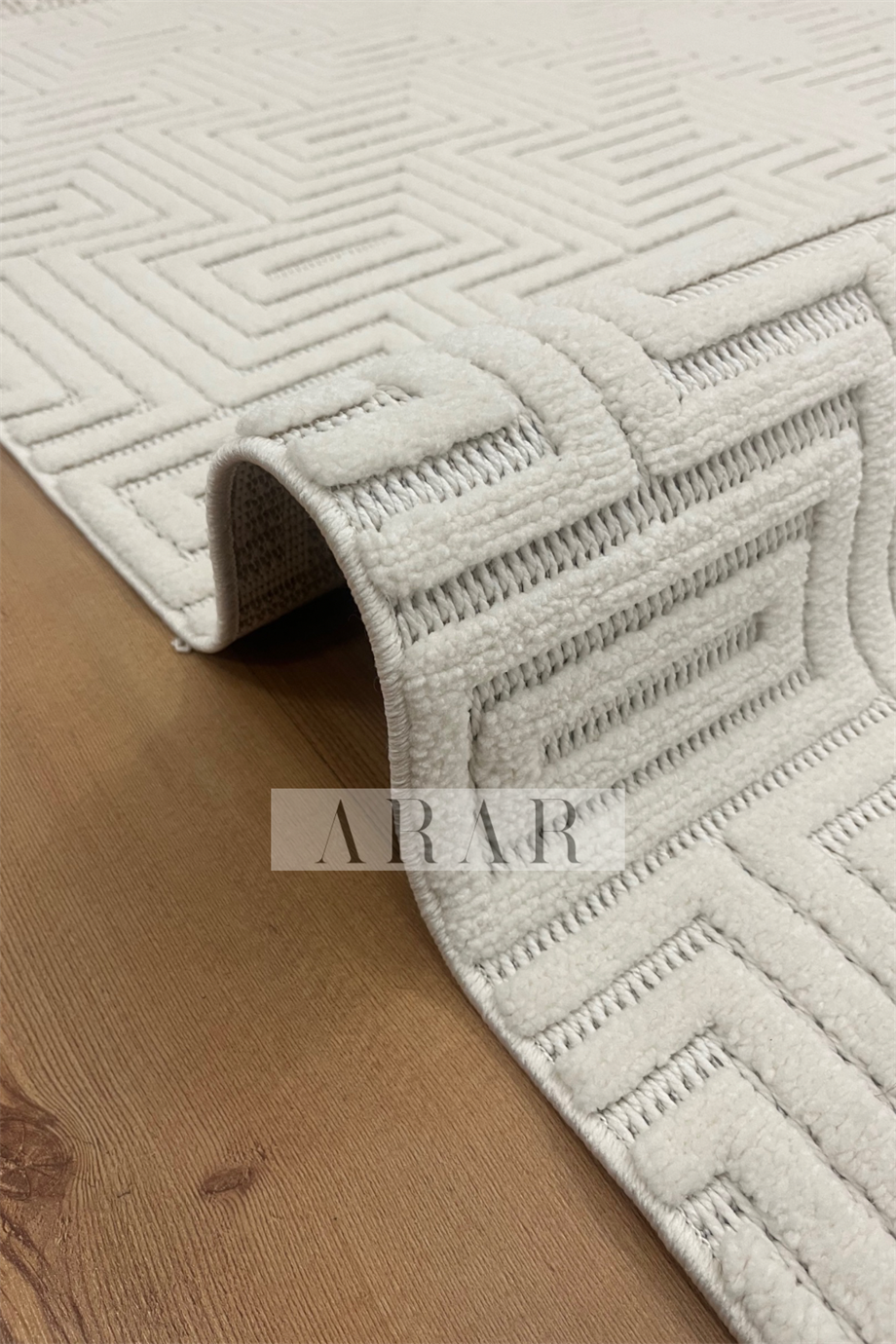 Side 1550-Krem Dokuma Taban Antitoz İskandinav Desenli Halı