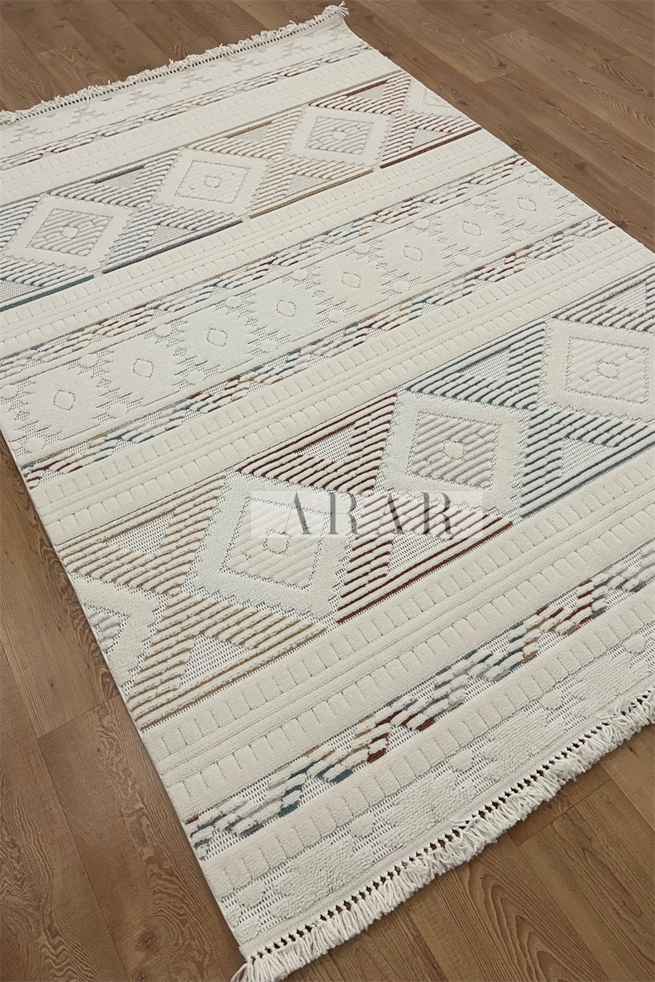 Side 1551 Multi-Krem Dokuma Taban Antitoz İskandinav Desenli Halı
