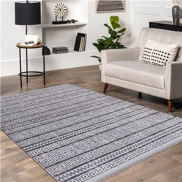 Hitit 4022GR Etnik Motifli Dokuma Taban Anti Toz Makine Halısı