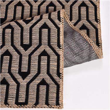 Nordic A0108 Dokuma Taban %20Jüt %80 Pamuk Antitoz İskandinav Desenli Halı - Nordic - SİYAH - 80 X 150