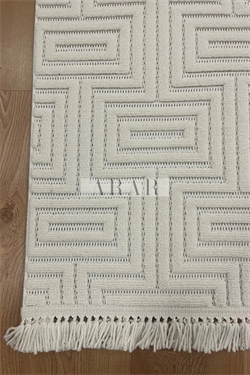 Side 1550-Krem Dokuma Taban Antitoz İskandinav Desenli Halı