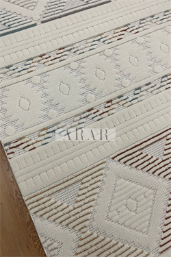 Side 1551 Multi-Krem Dokuma Taban Antitoz İskandinav Desenli Halı