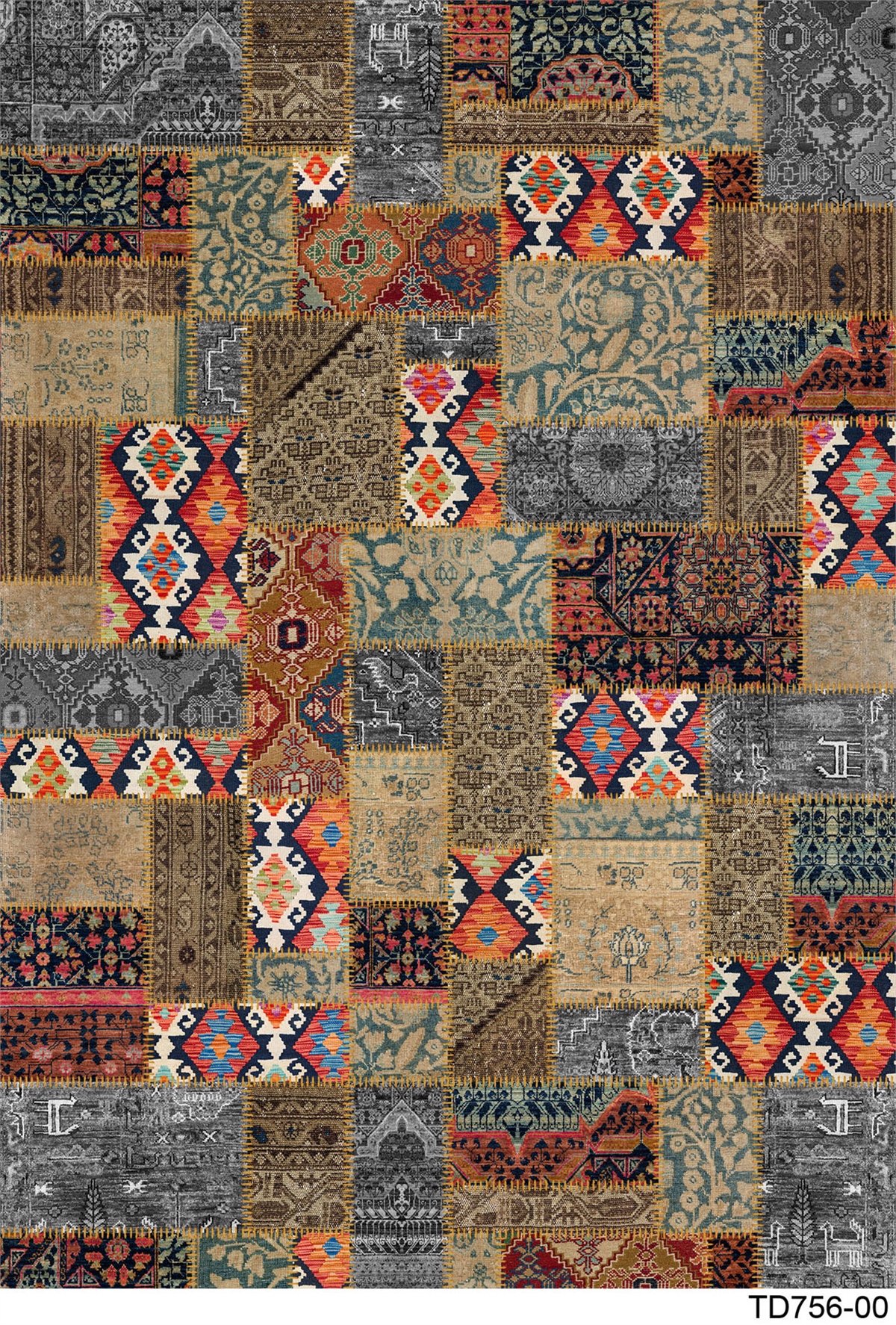 PATCHWORK TD756-00  YIKANABİLİR KAYDIRMAZ TABANLI DEKORATİF HALI