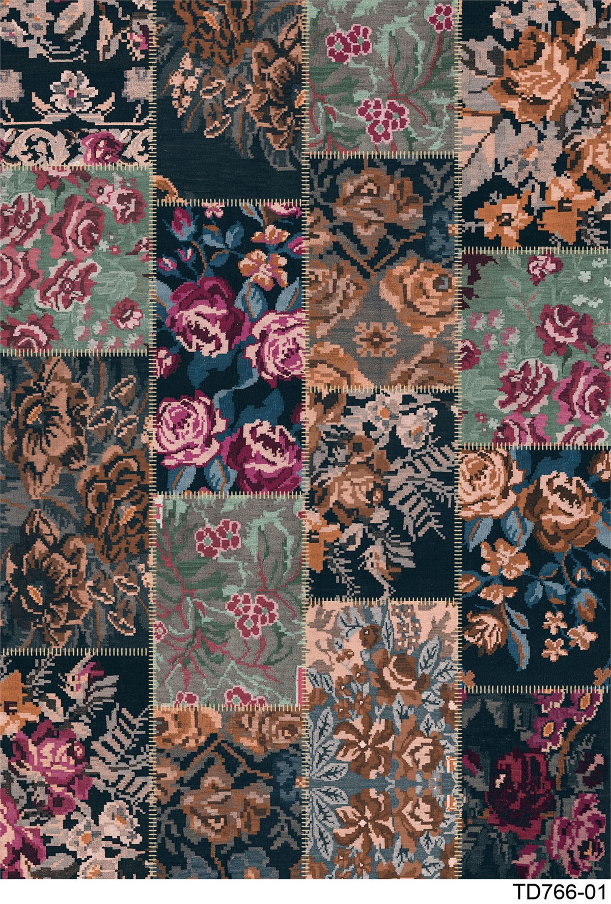 PATCHWORK TD766-01  YIKANABİLİR KAYDIRMAZ TABANLI DEKORATİF HALI