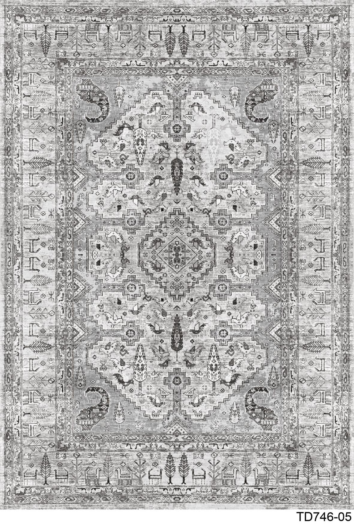 VİNTAGE TD746-05  YIKANABİLİR KAYDIRMAZ TABANLI DEKORATİF HALI