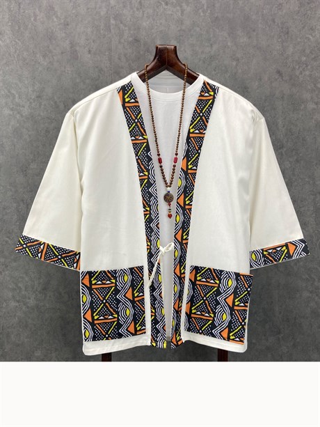  Oversize Bohem Fakir Kol Pamuklu Beyaz  Kimono