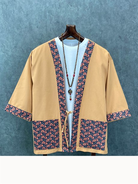 Oversize Bohem Fakir Kol Pamuklu Toprak Kimono