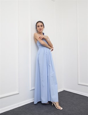 MIER  Askılı Elbise 5199  - Mavi