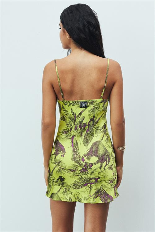 Êtincelle Jardin Desenli Degaje Yaka Askılı Kısa Saten Gecelik