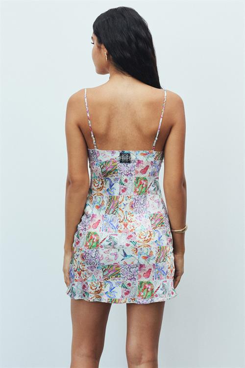 Êtincelle Petit Desenli Degaje Yaka Askılı Kısa Saten Gecelik