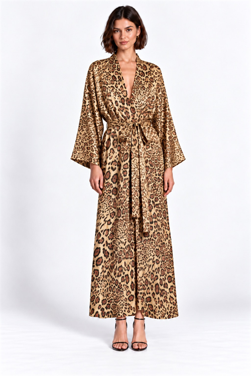 Frappant Lepia Uzun Saten Sabahlık / Kimono