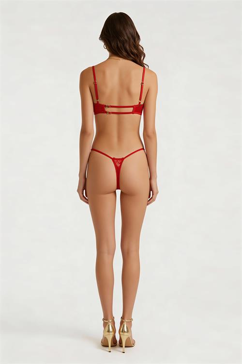 Eclatant Красный кружевной бюстгальтер-балконет