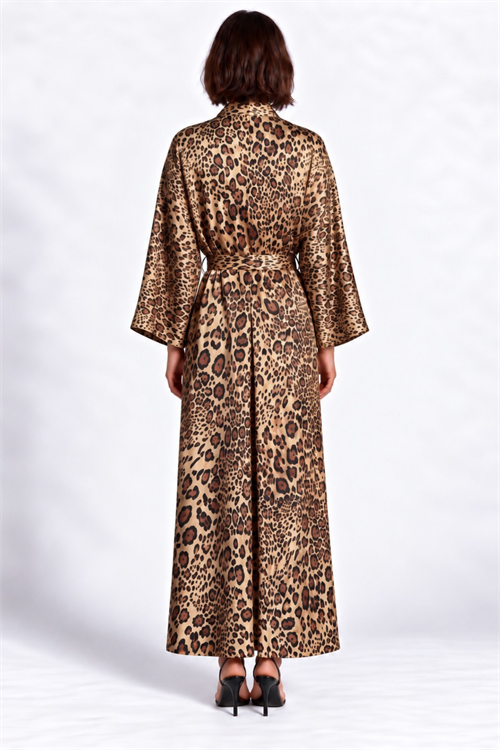 Frappant Lepia Uzun Saten Sabahlık / Kimono