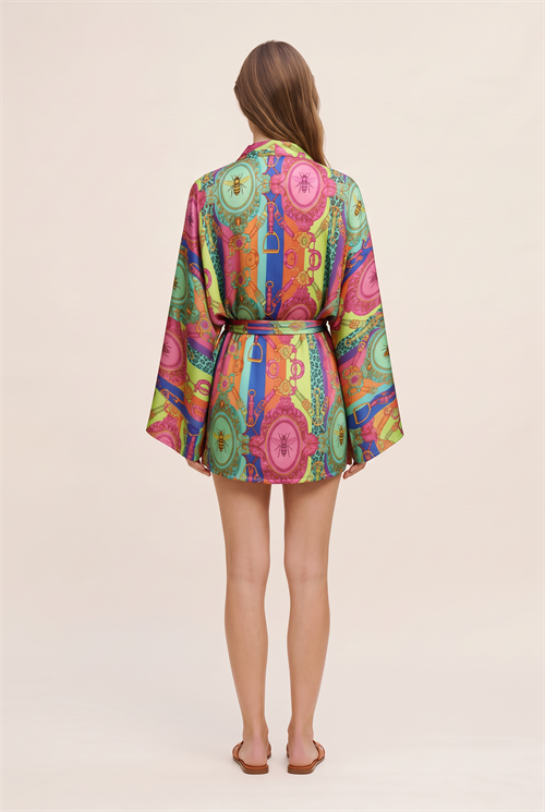 Fumee Melia Kısa Saten Sabahlık / Kimono