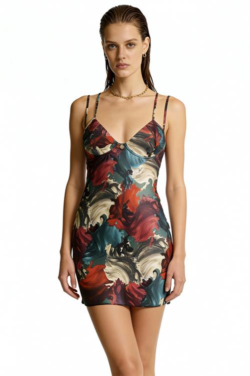 Roxela Короткая ночная рубашка из атласа с узором