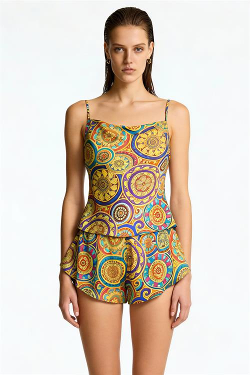 Cache Vionne Комплект атласной пижамы с V-образным вырезом и бретелями.