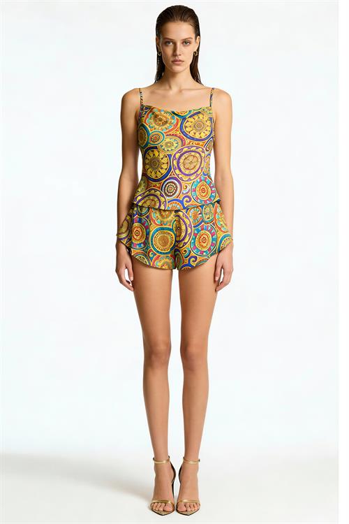 Cache Vionne Комплект атласной пижамы с V-образным вырезом и бретелями.