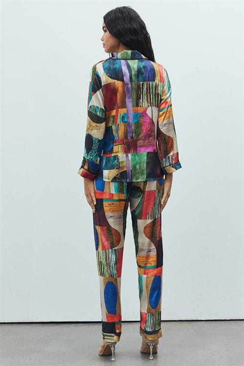 Amour Satin Coloré Patterned Long Pajama Set