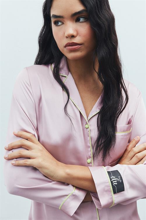 Amour Satin Dried Rose Long Pajama Set