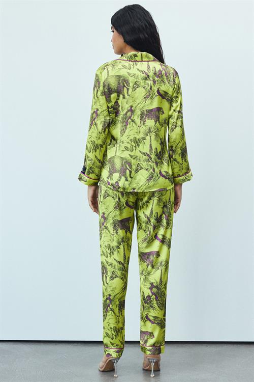 Amour Satin Jardin Patterned Long Pajama Set