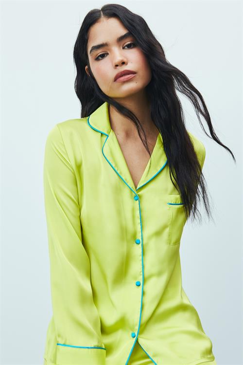 Amour Satin Lime Long Pajama Set